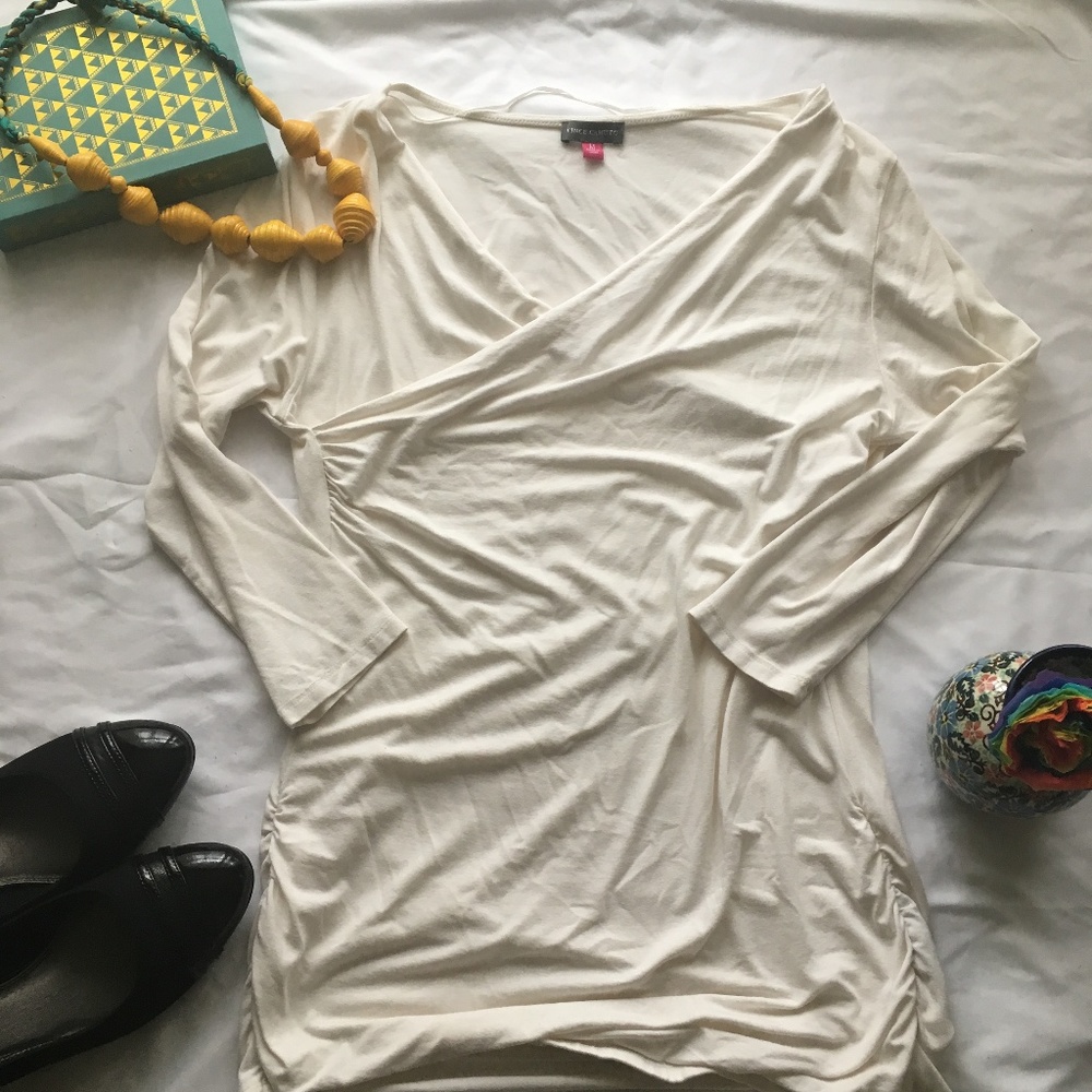 Vince Camuto Wrap Shirt Long Sleeve White EUC